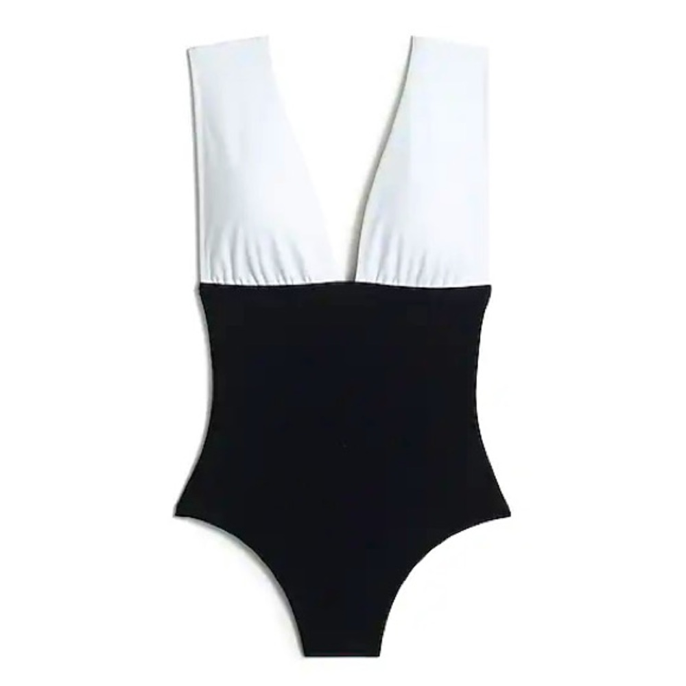 New J. Crew Plunging V-Neck One Piece Swimsuit